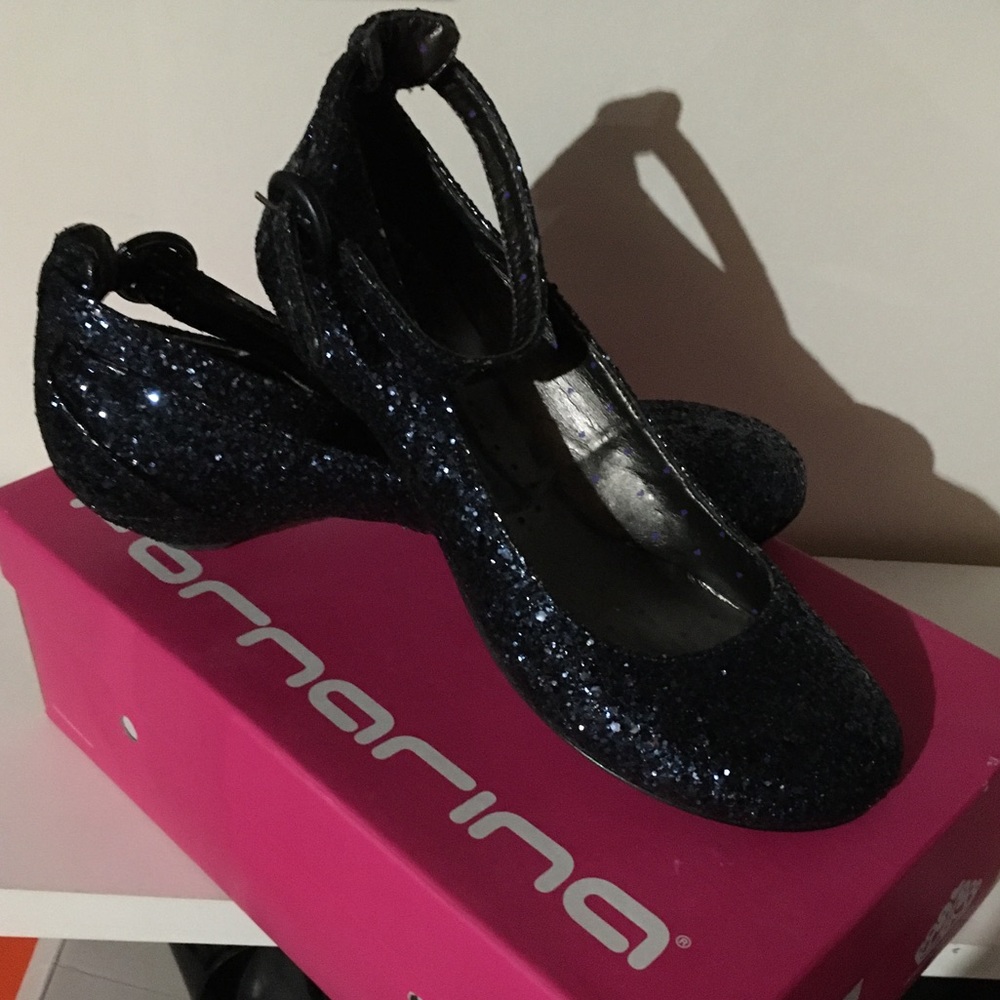 Fornarina Navy Glitter kitten Heel Ballet Flats